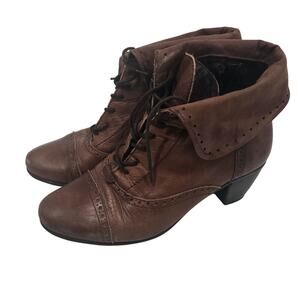Victorian Western Brown Butter Soft Leather Boots Lace Up Ankle Block Heel 38 7